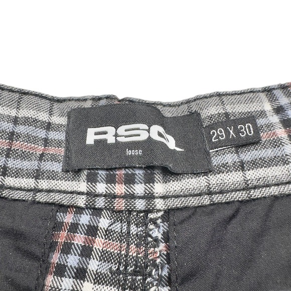 RSQ | Men | Charcoal Plaid Loose Fit Straight Leg Chino Pants | Size 29x30 - Picture 8 of 13